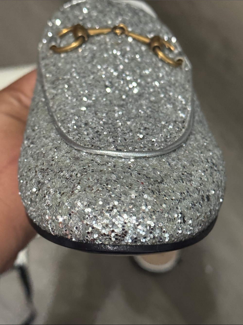 Gucci Silver Glitter Horsebit Mules - Picture 6 of 7